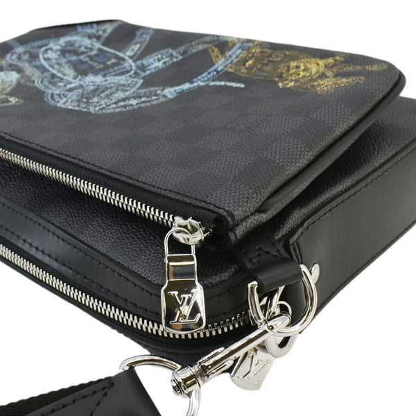 LOUIS VUITTON Trio Damier Graphite Wild Animals Messenger Bag Black