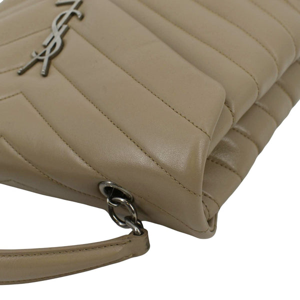 YVES SAINT LAURENT Loulou Top Handle Quilted Leather Shoulder Bag Beige