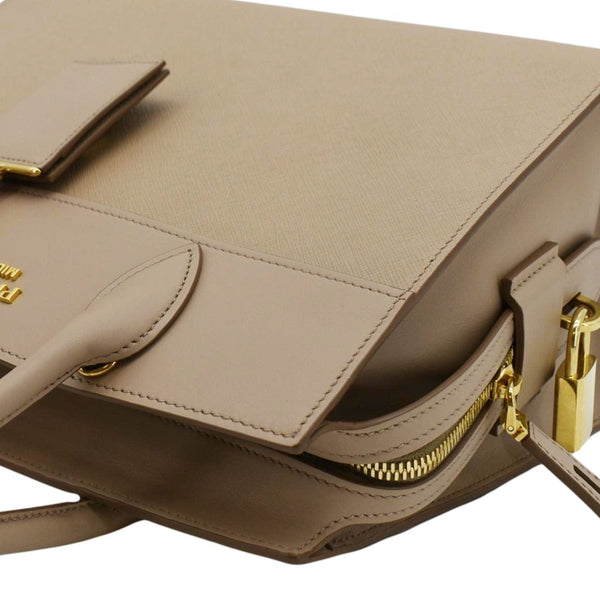 PRADA Esplanade Medium Saffiano Leather Shoulder Bag Beige