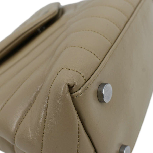 YVES SAINT LAURENT Loulou Top Handle Quilted Leather Shoulder Bag Beige