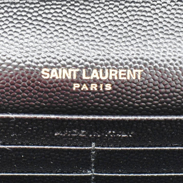 YVES SAINT LAURENT Cassandre Chain Wallet Leather Crossbody Bag Black