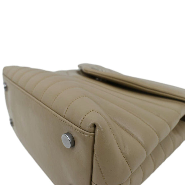 YVES SAINT LAURENT Loulou Top Handle Quilted Leather Shoulder Bag Beige