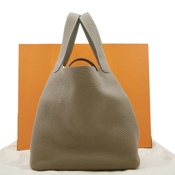 HERMES Picotin Lock 22 MM Taurillon Clemence Leather Hobo Bag Etoupe