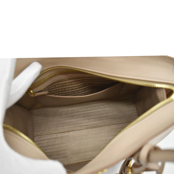PRADA Esplanade Medium Saffiano Leather Shoulder Bag Beige