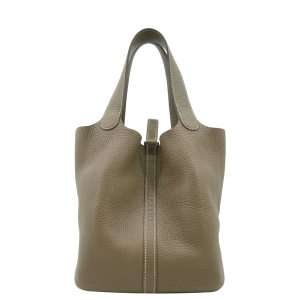 HERMES Picotin Lock 22 MM Taurillon Clemence Leather Hobo Bag Etoupe