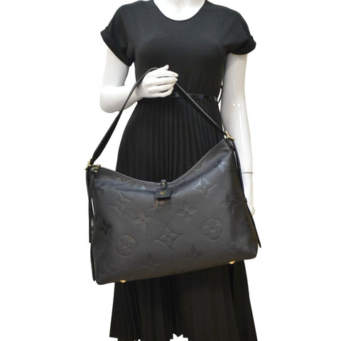 LOUIS VUITTON Carryall MM Empreinte Leather Shoulder Bag Black