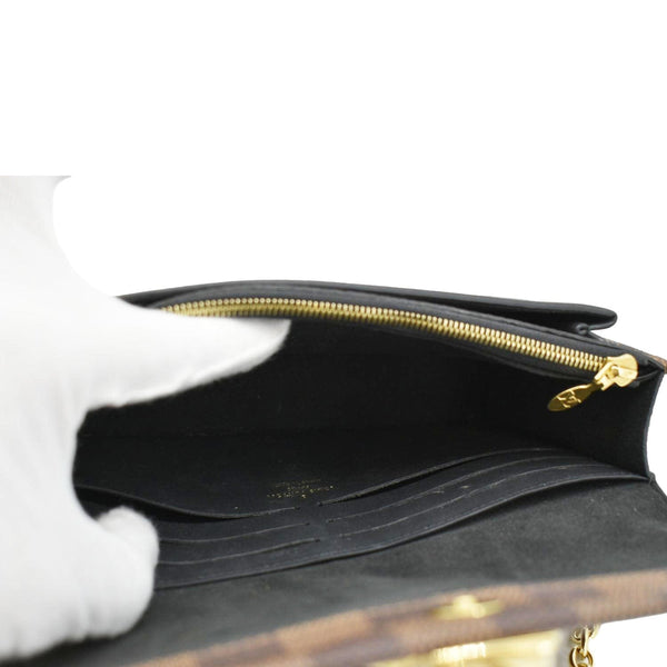 LOUIS VUITTON Vavin PM Damier Ebene Chain Crossbody Bag Black