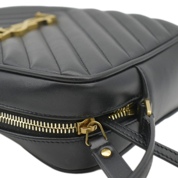 YVES SAINT LAURENT Lou Chevron Leather Camera Crossbody Bag Black
