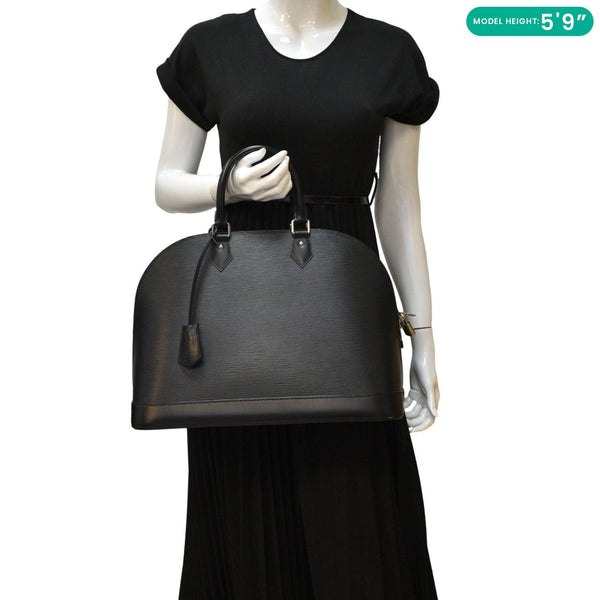 LOUIS VUITTON Alma GM Epi Leather Satchel Bag Black