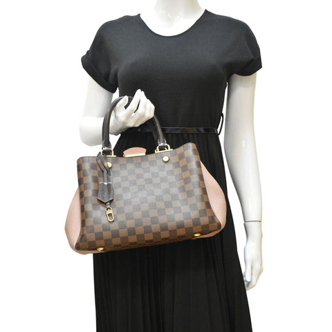 LOUIS VUITTON Brittany Damier Ebene Shoulder Bag Rose Ballerine