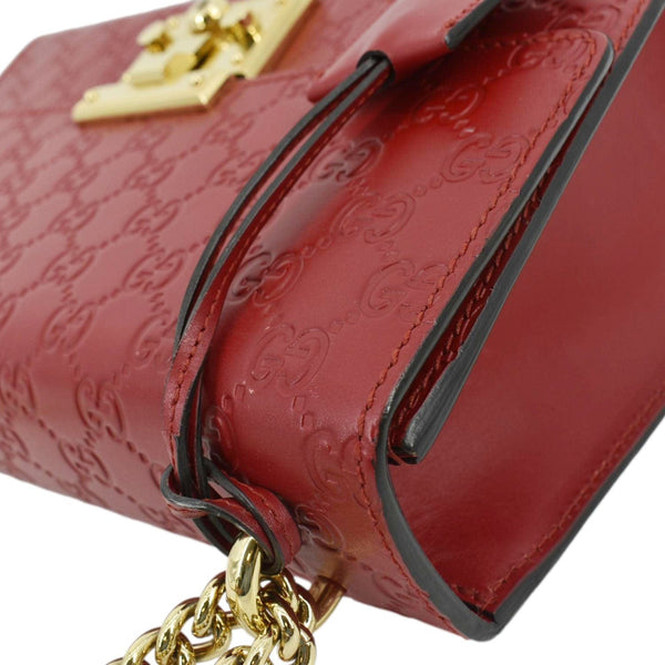 GUCCI Padlock GG Leather Shoulder Bag Red 409486