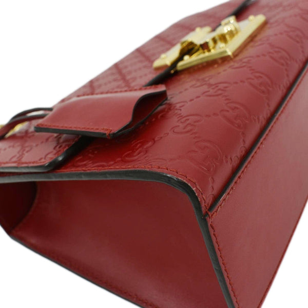 GUCCI Padlock GG Leather Shoulder Bag Red 409486