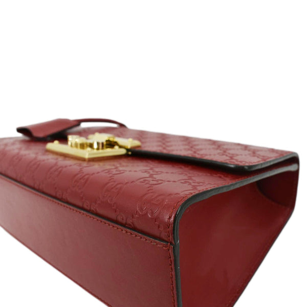 GUCCI Padlock GG Leather Shoulder Bag Red 409486