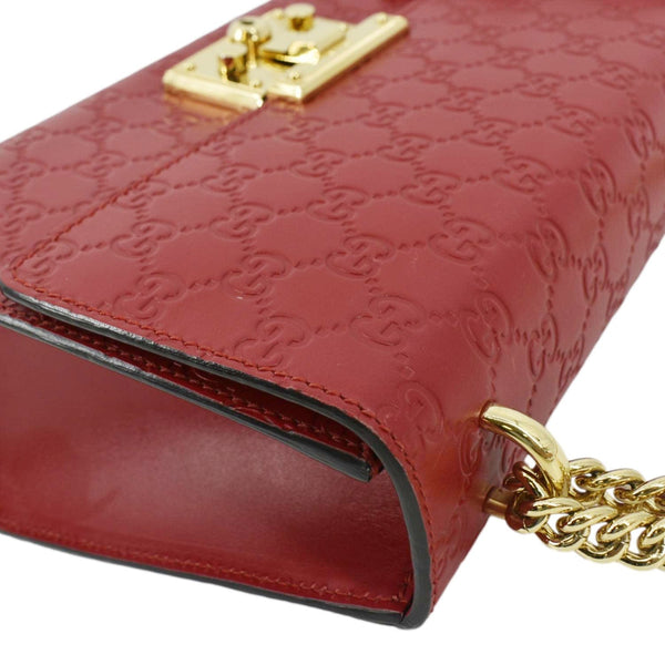 GUCCI Padlock GG Leather Shoulder Bag Red 409486
