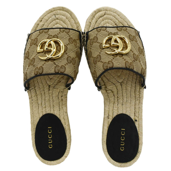 GUCCI Espadrilles GG Canvas Mules Beige 620120