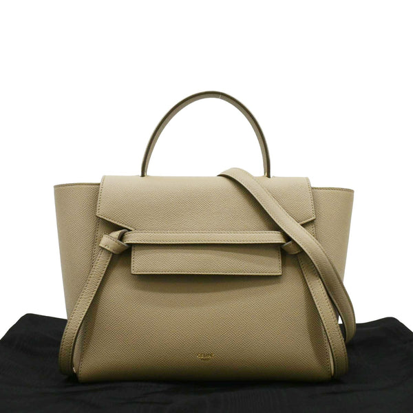 CELINE Mini Belt Grained Calfskin Leather Shoulder Bag Beige