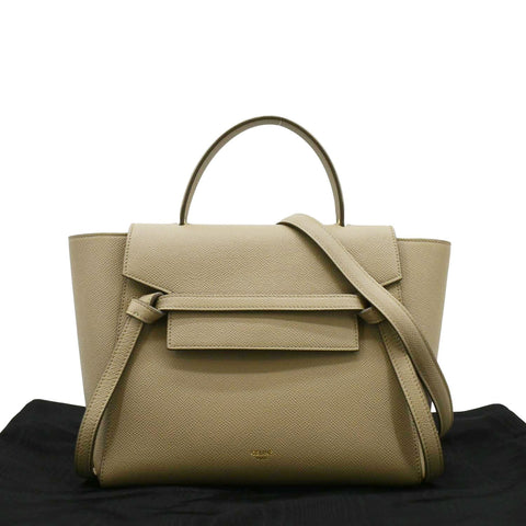 CELINE Mini Belt Grained Calfskin Leather Shoulder Bag Beige