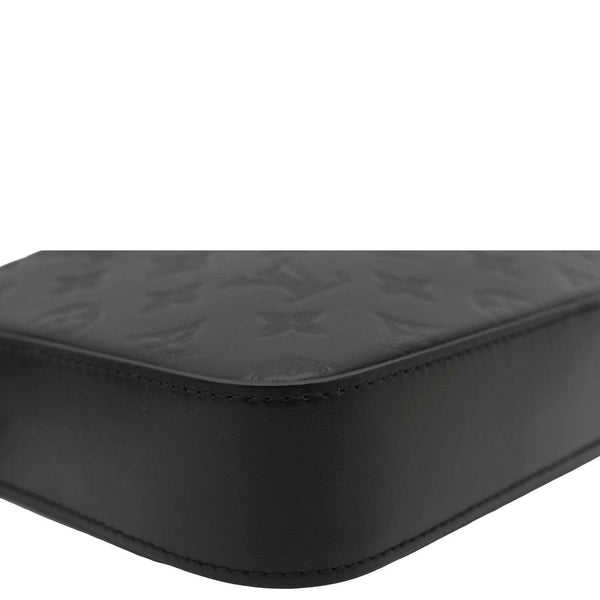 LOUIS VUITTON Duo Messenger Shadow Monogram Leather Crossbody Bag Black