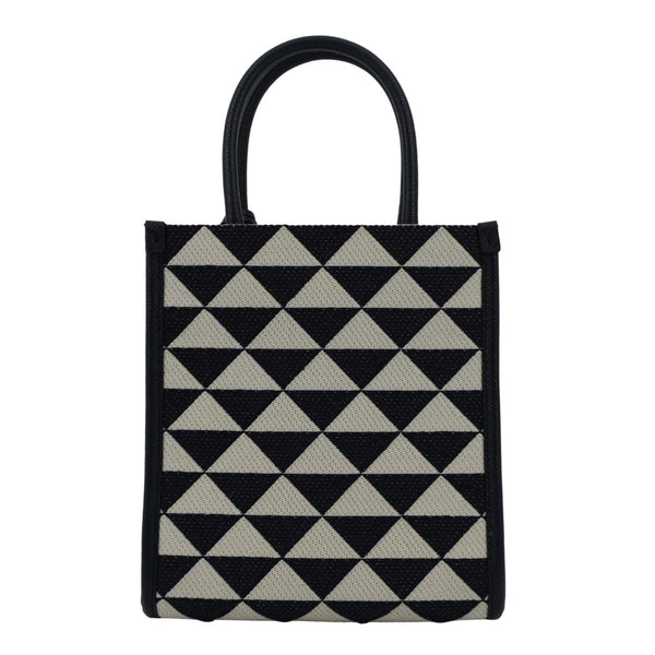 PRADA Triangolo Mini Jacquard Symbole Tote Crossbody Bag Navy Blue