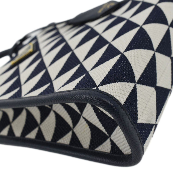 PRADA Triangolo Mini Jacquard Symbole Tote Crossbody Bag Navy Blue