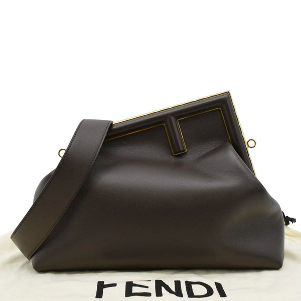 FENDI First Medium Leather Shoulder Bag Dark Brown