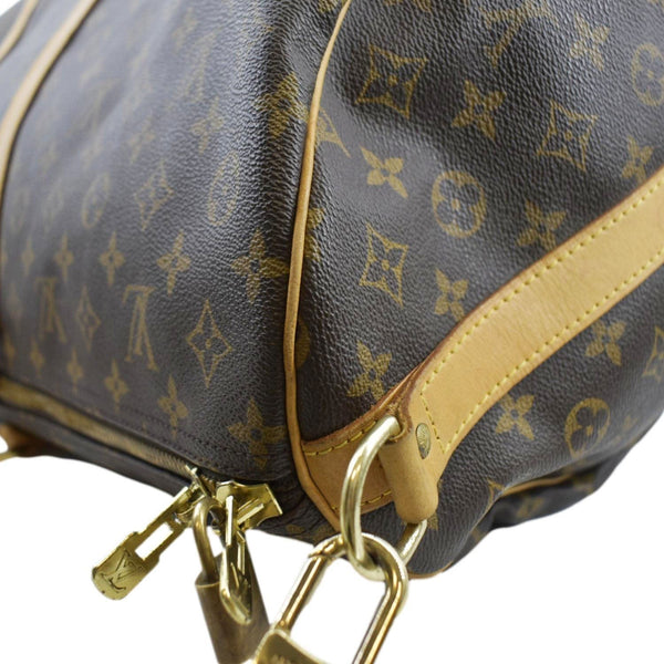 LOUIS VUITTON Keepall 60 Bandouliere Monogram Canvas Travel Bag Brown