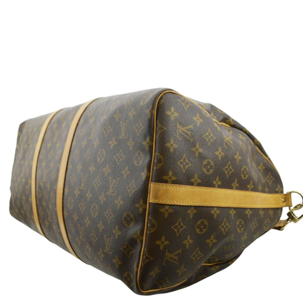 LOUIS VUITTON Keepall 60 Bandouliere Monogram Canvas Travel Bag Brown