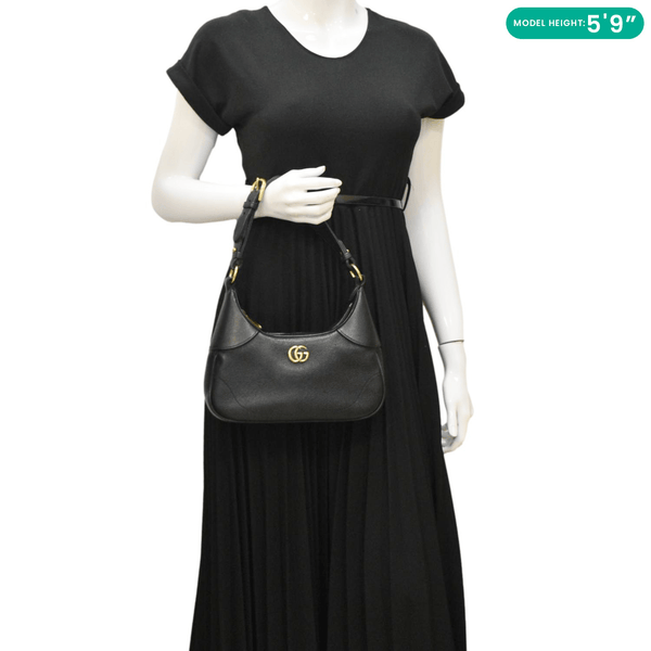 GUCCI Aphrodite Small Leather Shoulder Bag Black 731817