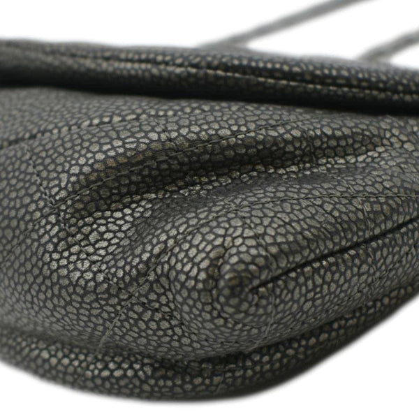 CHANEL Half Moon Caviar Leather Wallet on Chain Crossbody Bag Gray