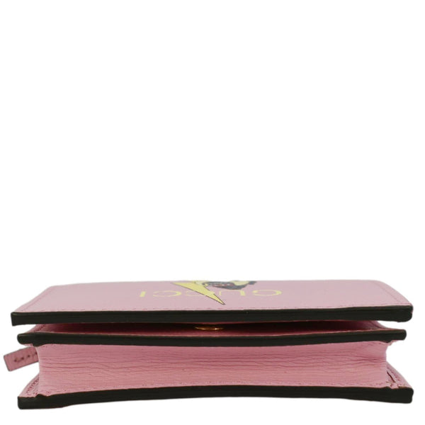 GUCCI Bananya Print Leather Card Case Holder Pink 701009