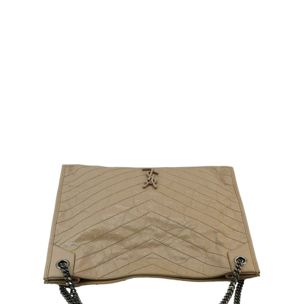 YVES SAINT LAURENT Niki Shopping Leather Tote Bag Brown