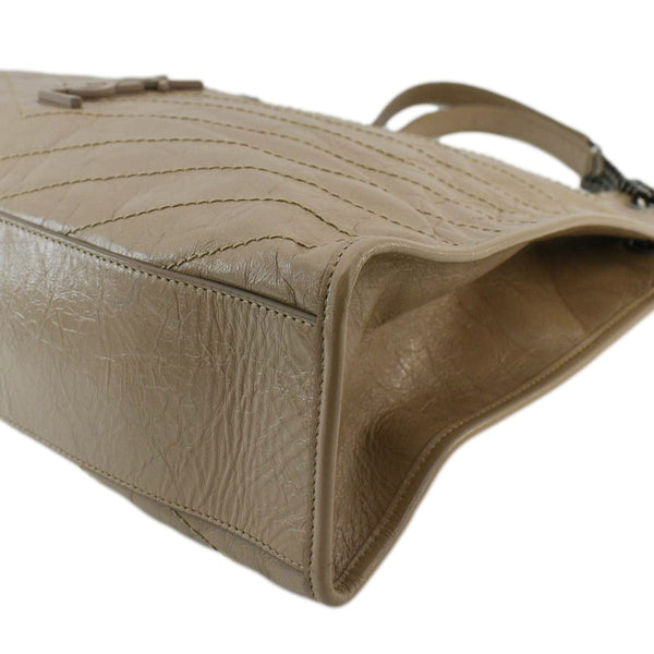 YVES SAINT LAURENT Niki Shopping Leather Tote Bag Brown