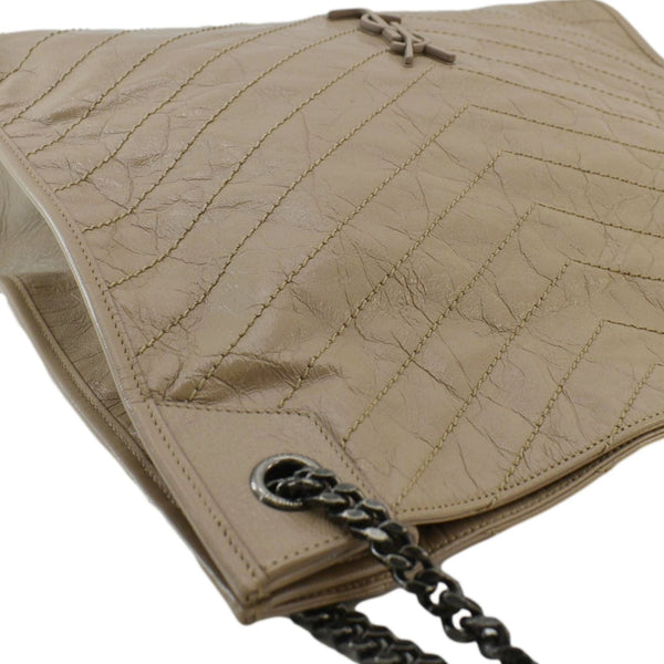 YVES SAINT LAURENT Niki Shopping Leather Tote Bag Brown