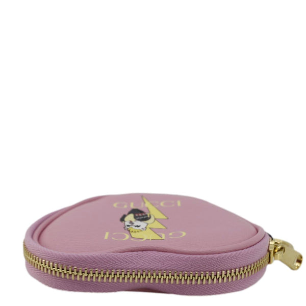 Gucci Bananya Heart Print Leather Coin Case Pink 701062