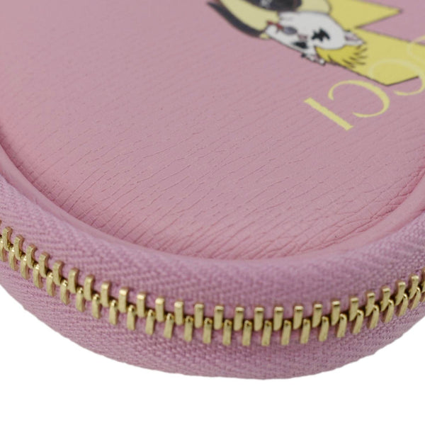 Gucci Bananya Heart Print Leather Coin Case Pink 701062