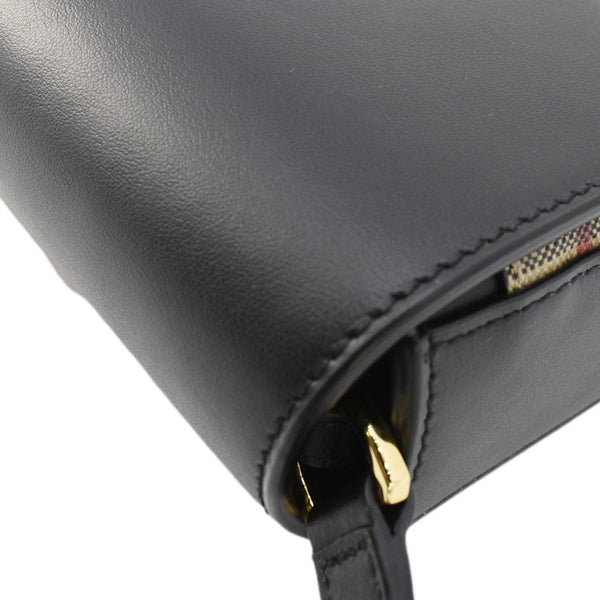 BURBERRY Hampshire Vintage Check Leather Crossbody Bag Black