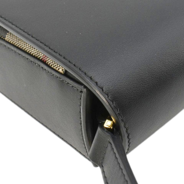 BURBERRY Hampshire Vintage Check Leather Crossbody Bag Black