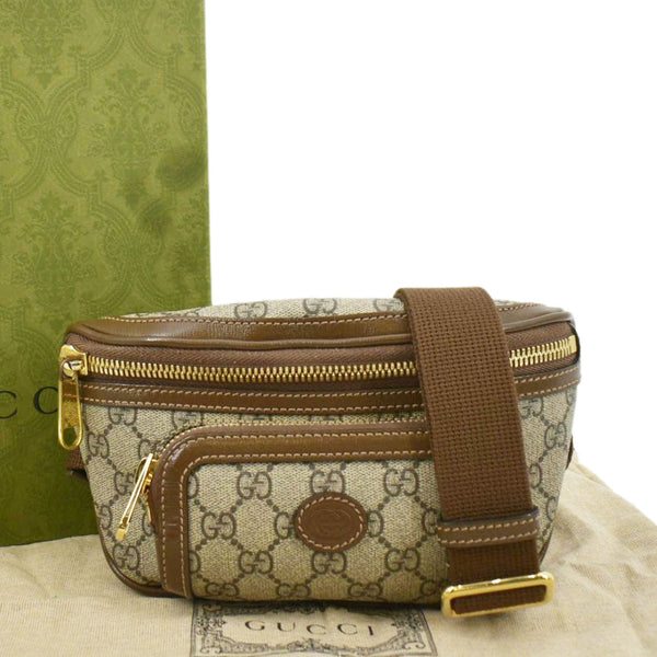 GUCCI Interlocking G Supreme Canvas Belt Bag Beige 682933