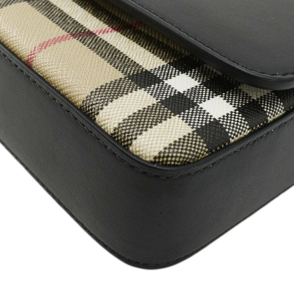 BURBERRY Hampshire Vintage Check Leather Crossbody Bag Black