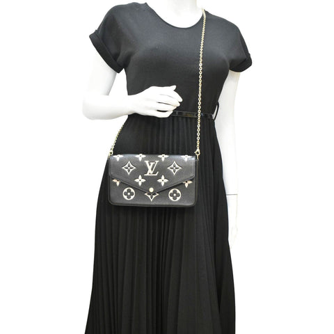 LOUIS VUITTON Felicie Pochette Monogram Empreinte Crossbody Bag Bicolor