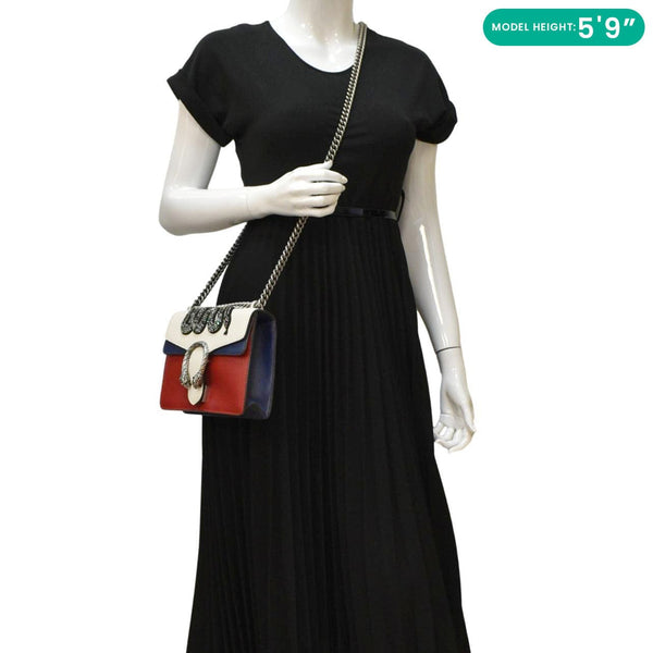 GUCCI Dionysus Embroidered Shoulder Bag Red dummy look