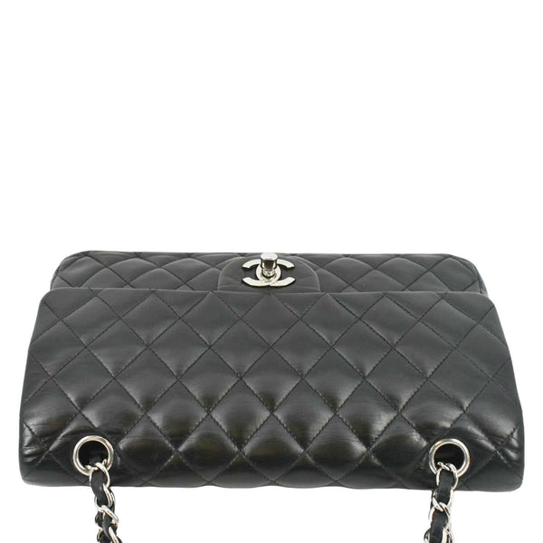 CHANEL Classic Medium Double Flap Leather Shoulder Bag Black