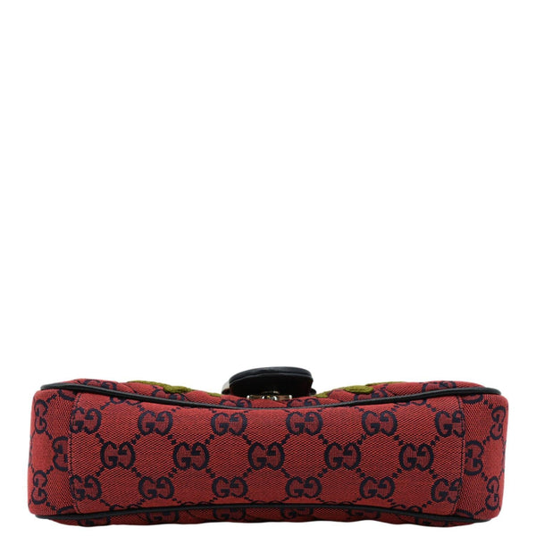 GUCCI GG Marmont Small Floral Embroidered Canvas Crossbody Bag Red 443497