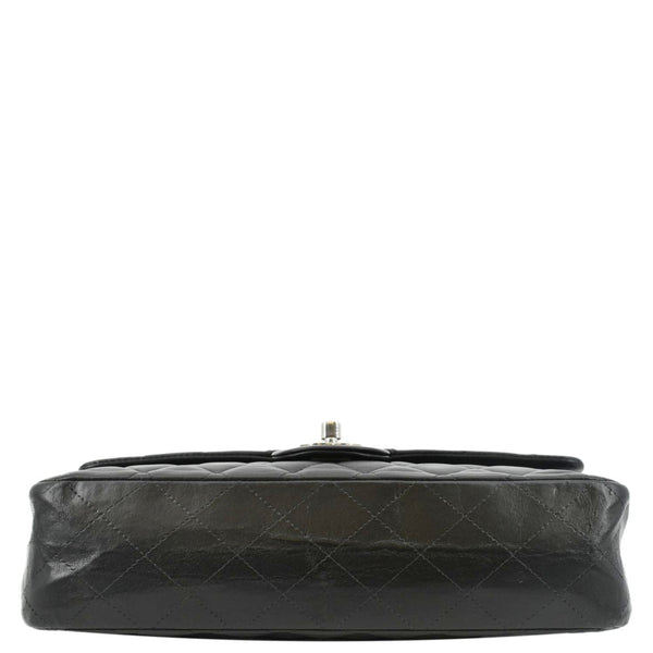 CHANEL Classic Medium Double Flap Leather Shoulder Bag Black