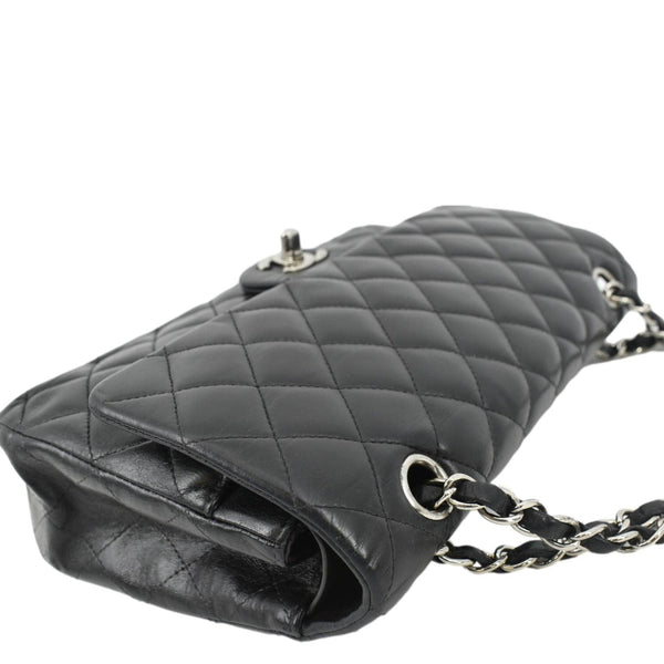CHANEL Classic Medium Double Flap Leather Shoulder Bag Black
