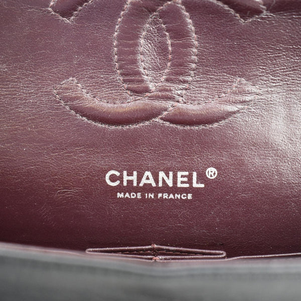 CHANEL Classic Medium Double Flap Leather Shoulder Bag Black