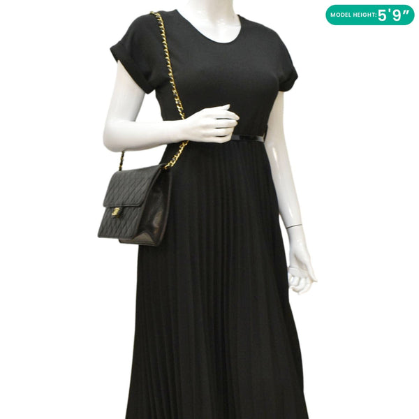 CHANEL Half Flap Shoulder Bag Black dummy look