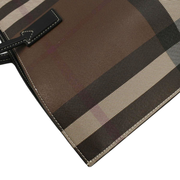 BURBERRY Check E-Canvas Tote Bag Brown