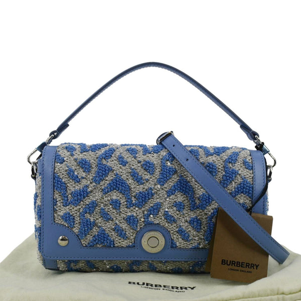 BURBERRY Note TB Small Sequins Yarn Shoulder Bag Blue