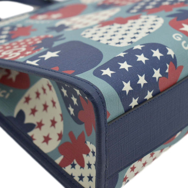 GUCCI Children's Strawberry Star Canvas Tote Bag Blue 605614